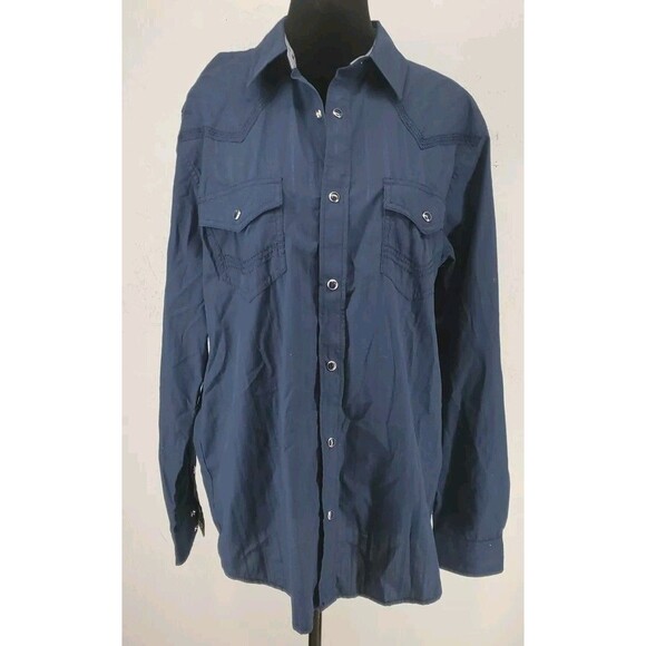 Western Apparel Cowboy Shirt Pearl Snap Button Navy Blue | Cody James Size M - Picture 1 of 8